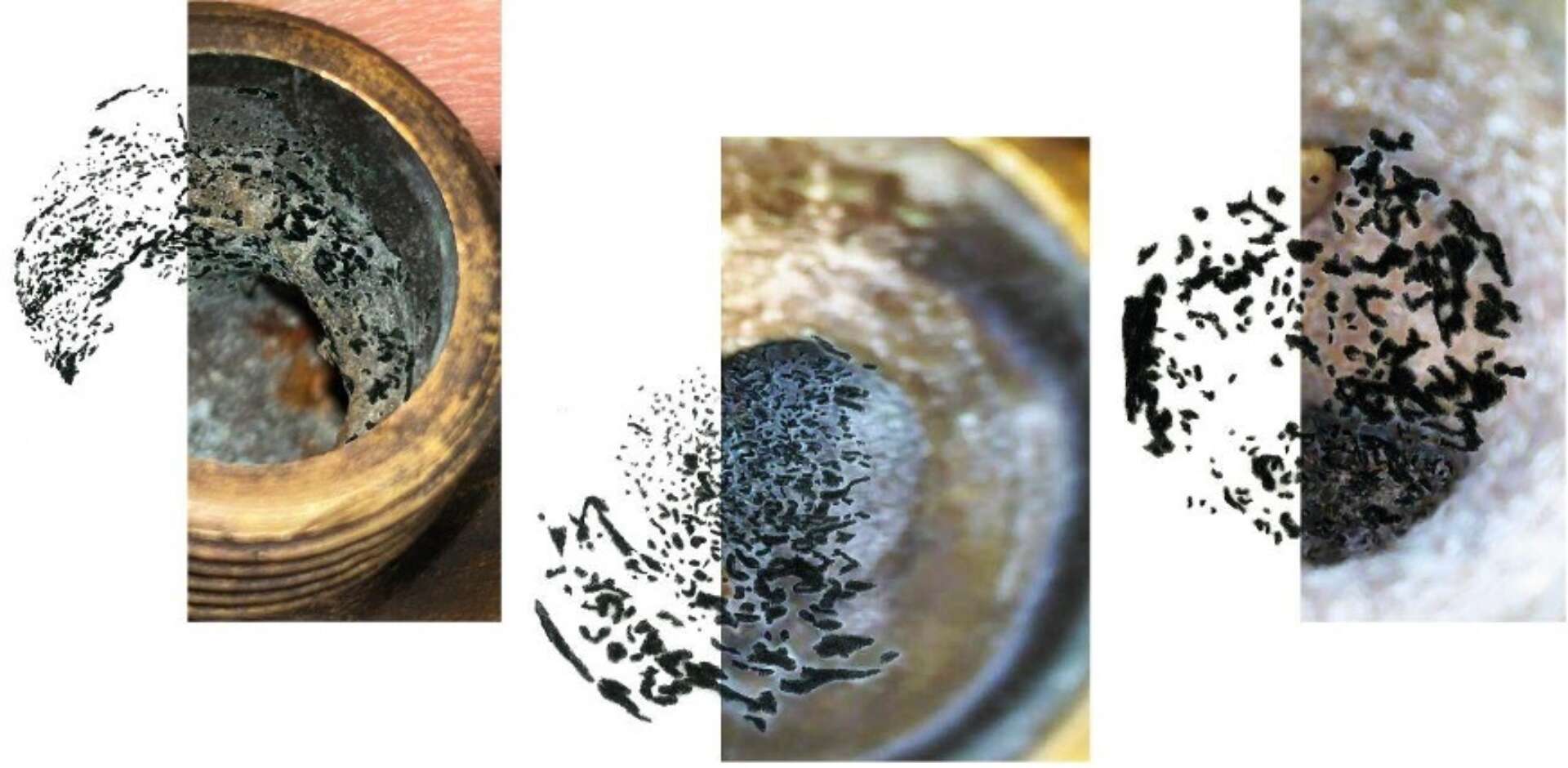 Drawing based research experiments that reveal the topography of the unpolished brass surface its oxidation and accumulated dust over time Busra Balaban