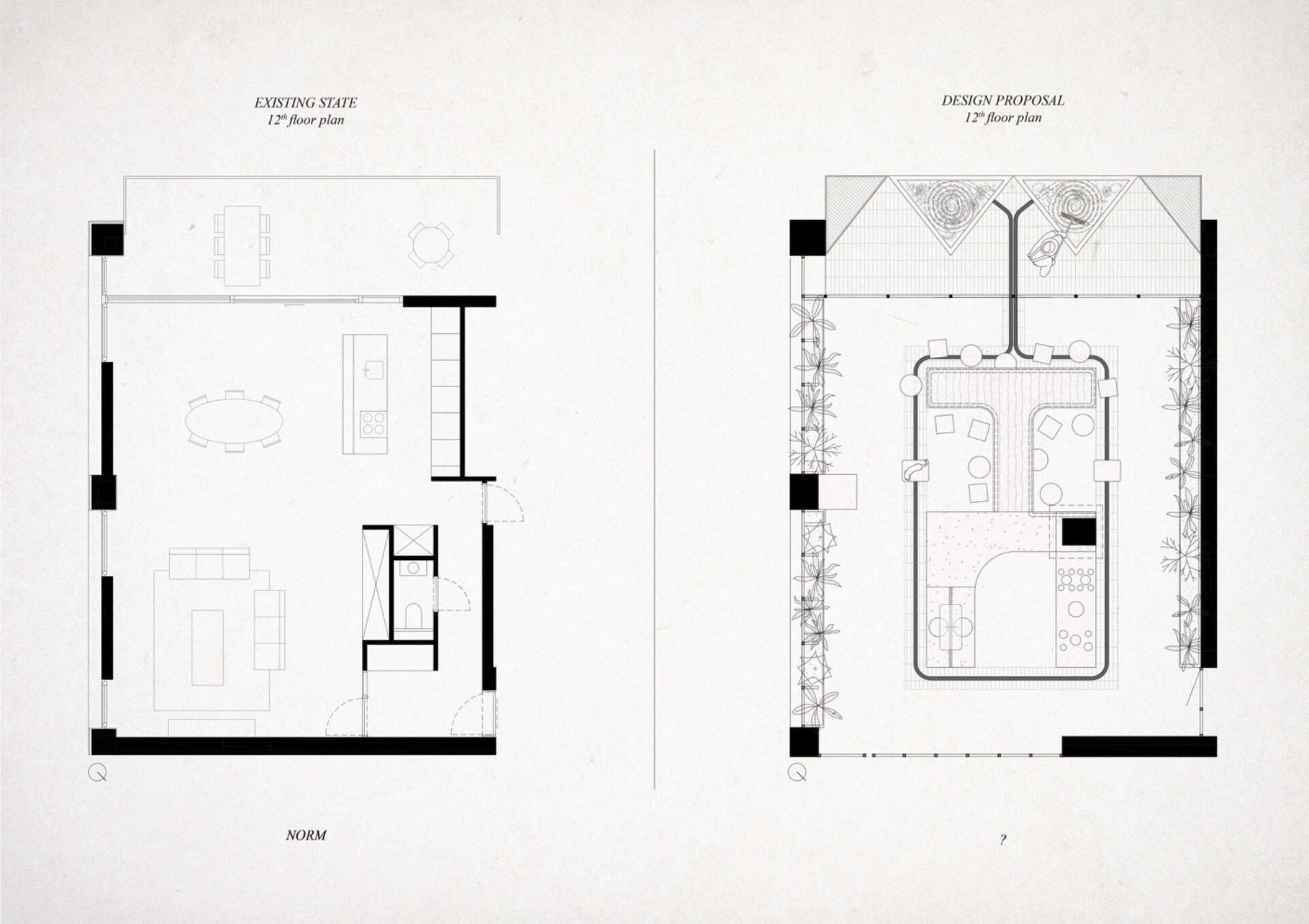 Compost fuelled Wintergarden left existing state right proposal Ema Soukupova 2025