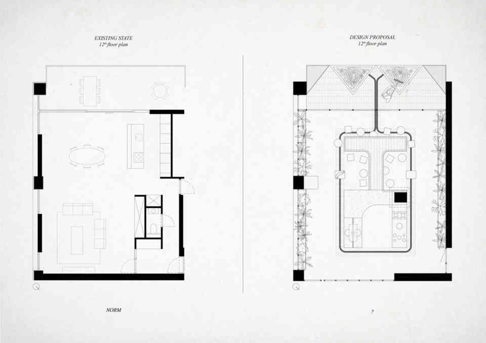 Compost fuelled Wintergarden left existing state right proposal Ema Soukupova 2025